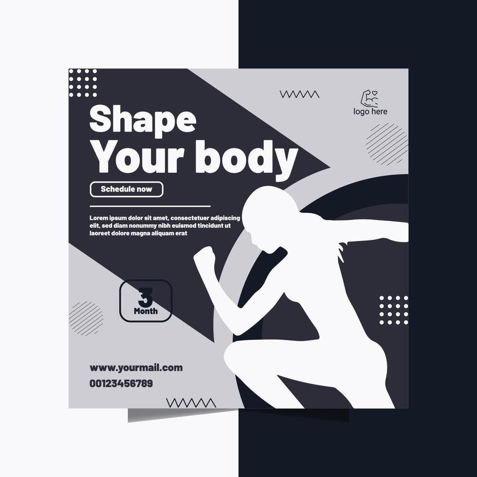 fitness flyer black friday sale social media pack template vector