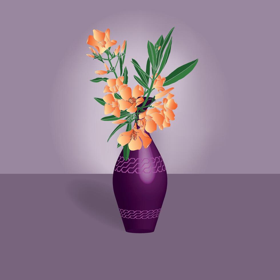 3d visualization of a vase with flowers. Can be used to create postcards, packages, labels, photo knives, diaries, calendars and much more. vector