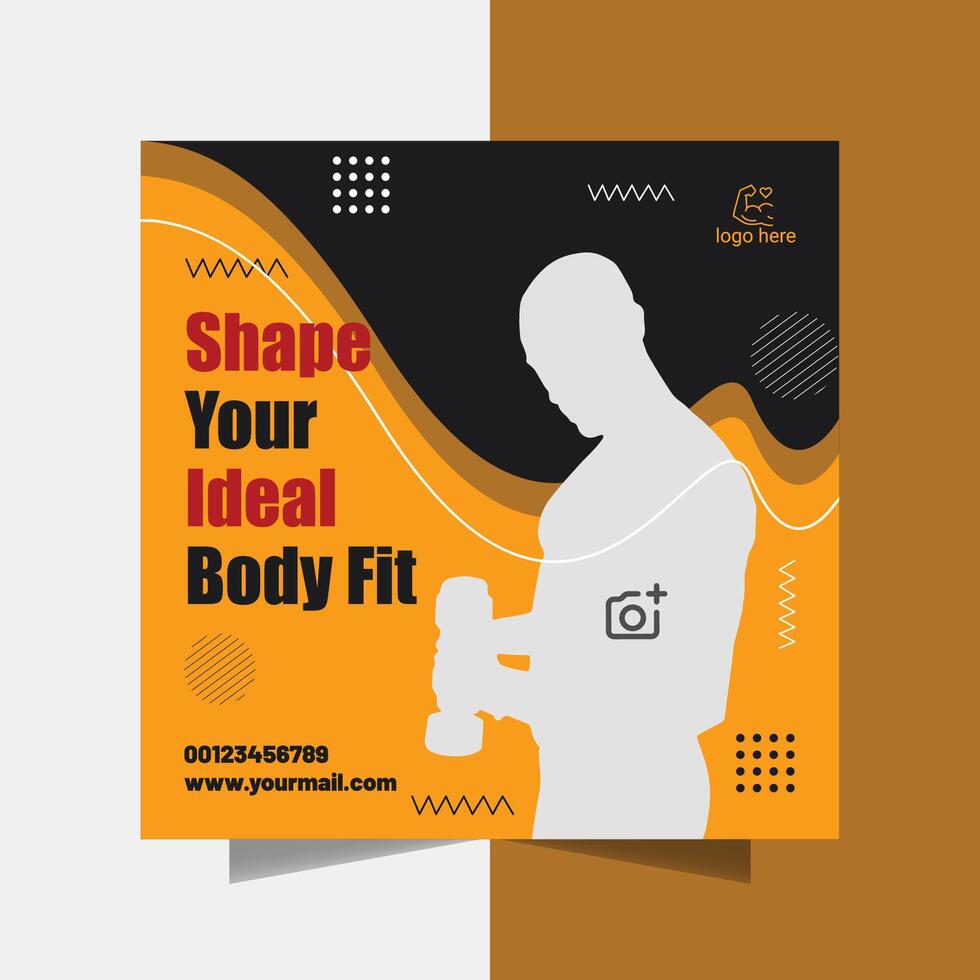 gym flyer or fitness template design vector