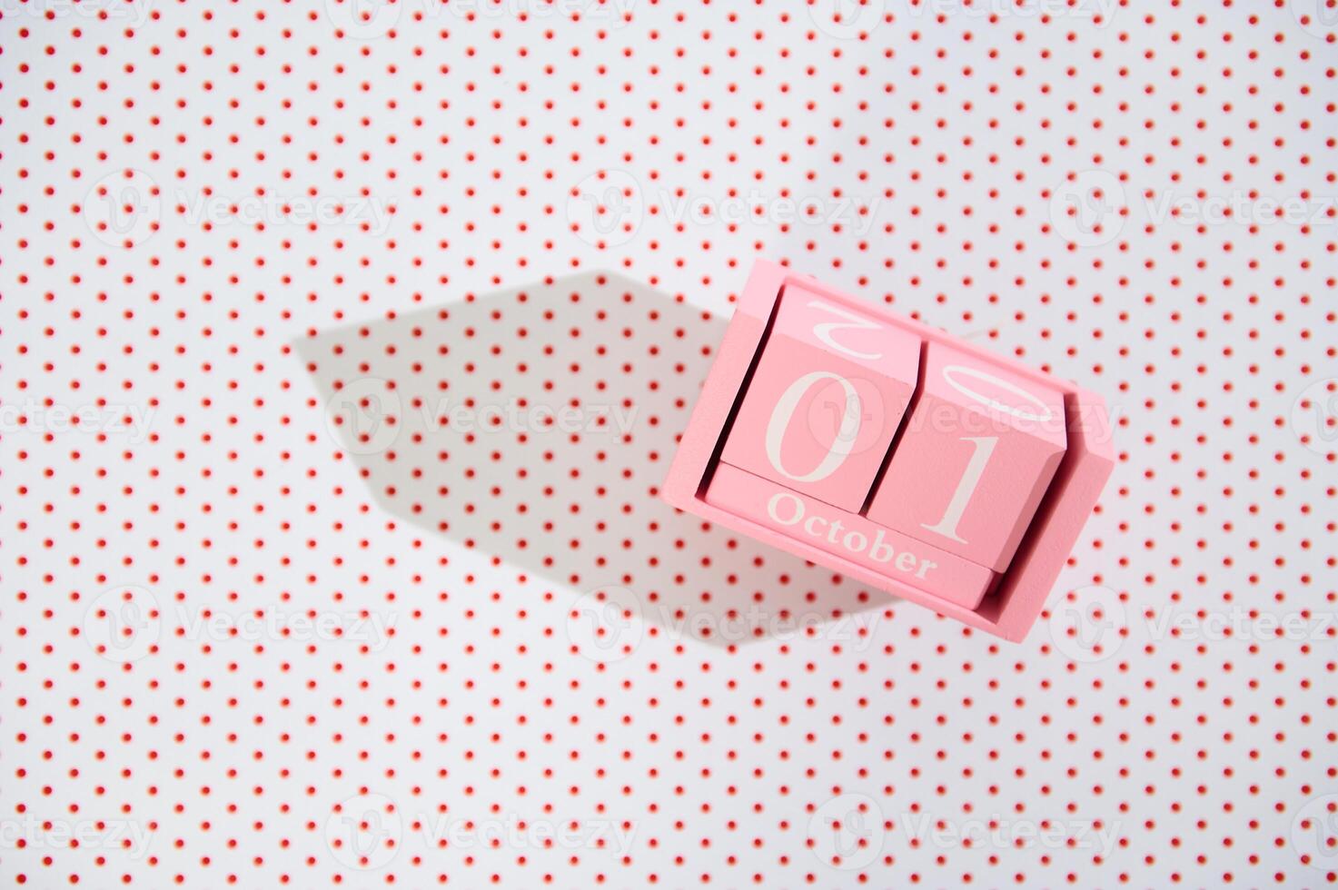 Pink Block Calendar Featuring October 1st photo