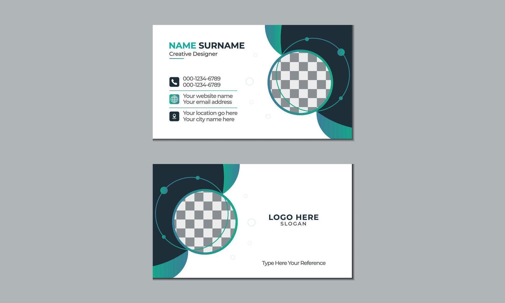 Minimalist colorful business card design with image vector