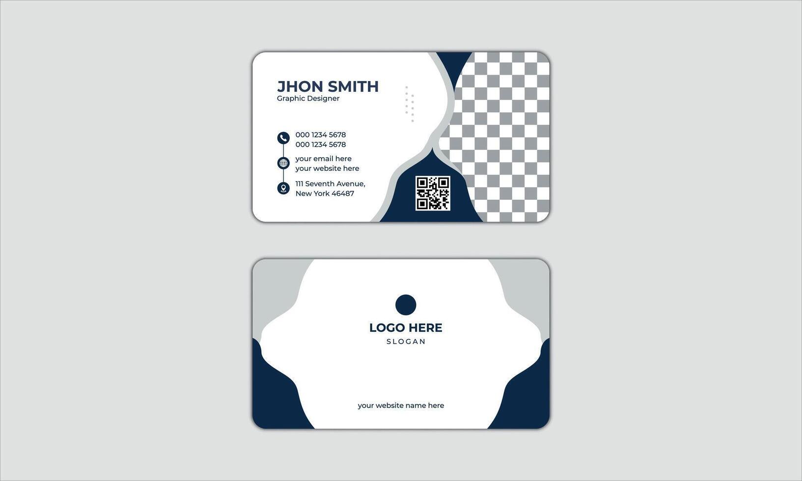 Modern blue and grey white color visiting card design template vector