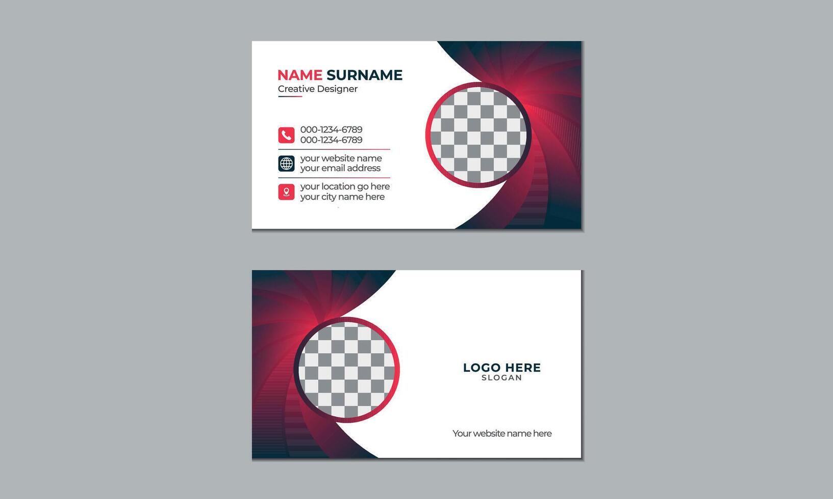 Colorful Business card design template, red color visiting card design vector