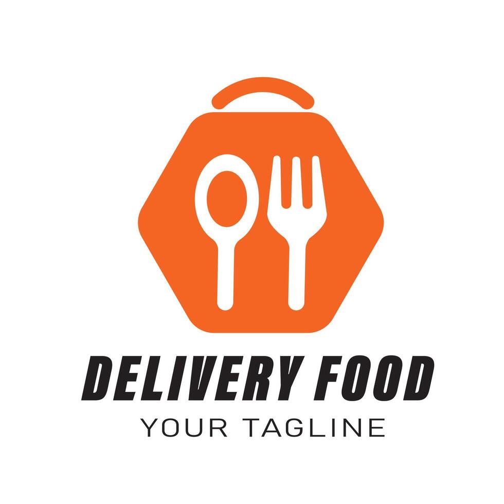 Simple Hexagon Minimalist Food Bag Logo Design for Restaurant Delivery Service vector