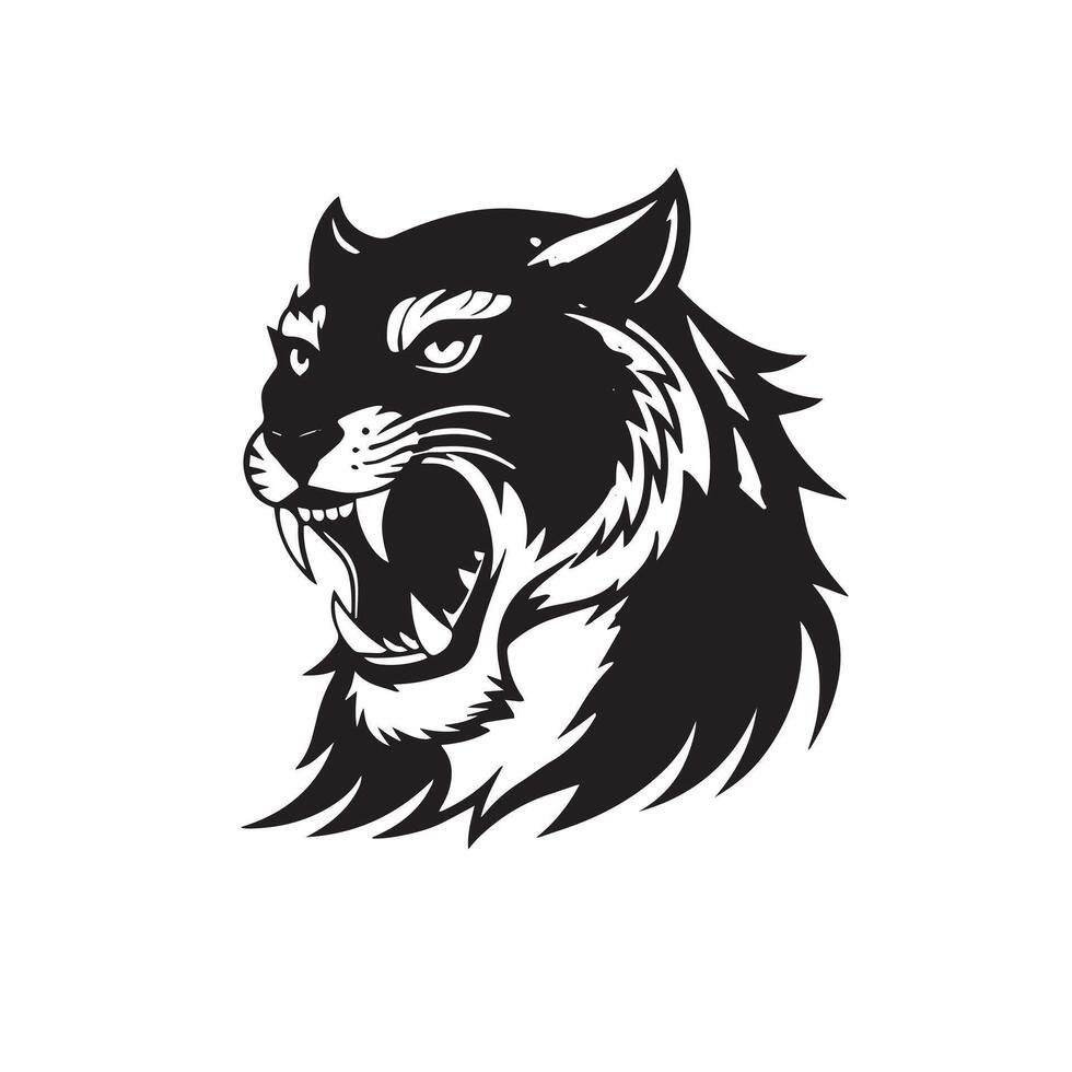 Tiger Head illustration black and white vector