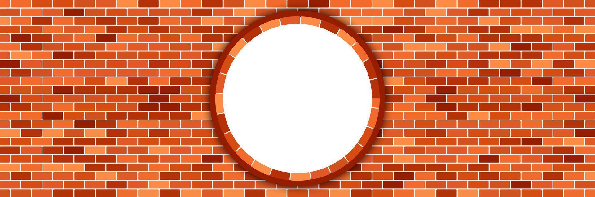 brick wall in brown colors in middle round hole or pipe open path vector