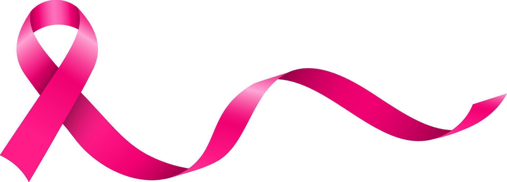 pink ribbon with long tale in transparent background for health or cancer awareness, banner, posters, events vector