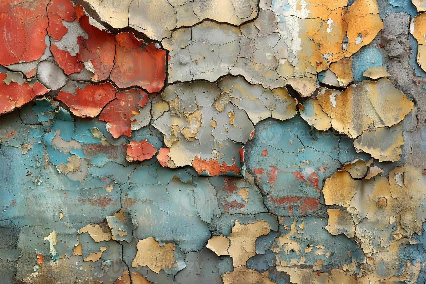 Colorful Peeling Paint on Weathered Wall - Texture Background for Design, Poster, Print photo