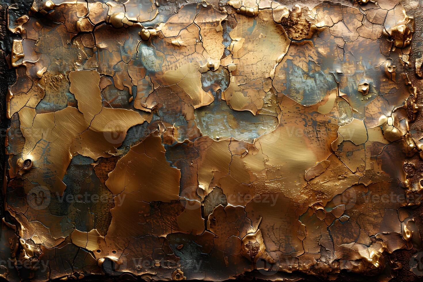 Abstract Textured Painting with Metallic Gold and Bronze Cracks - Modern Art for Home Decor, Office Design, or Art Installation photo