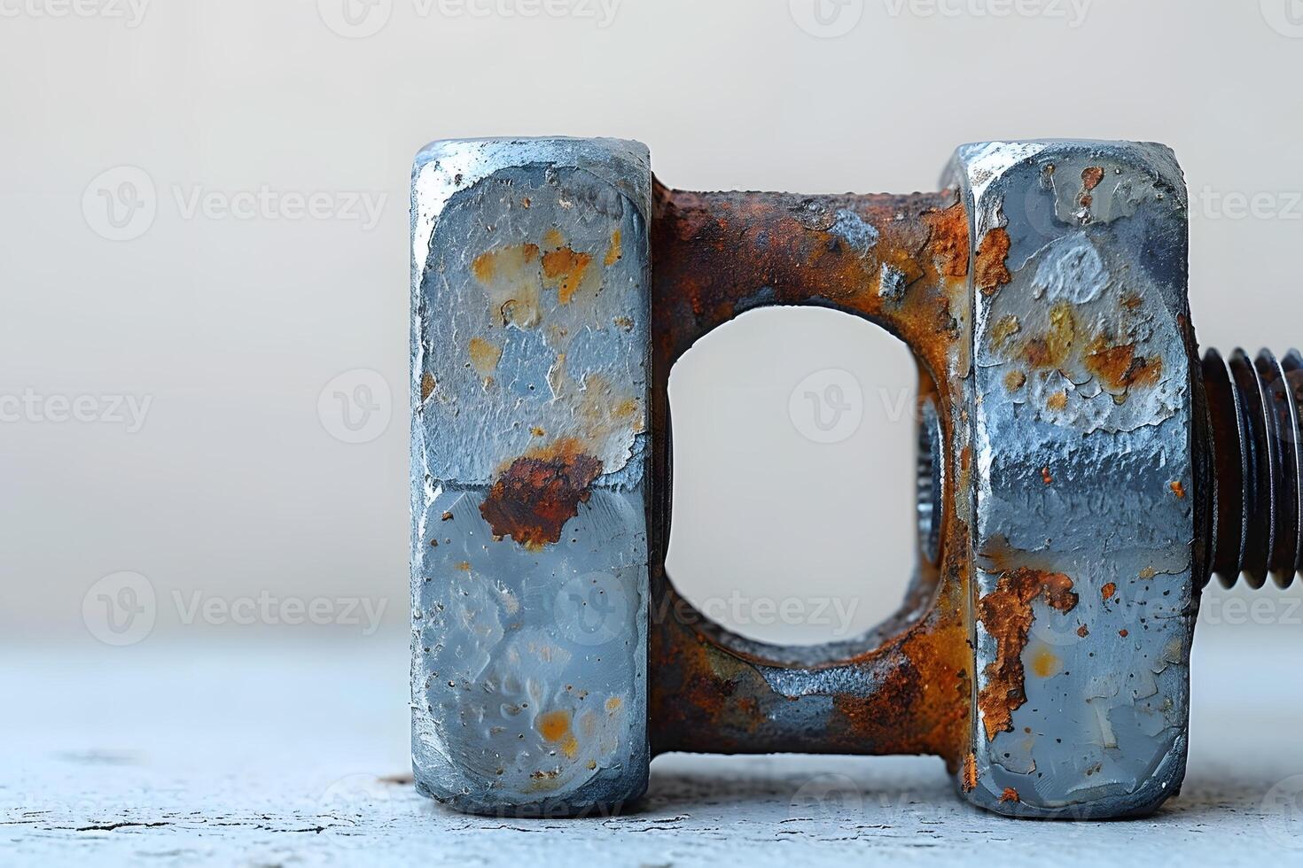 Rusty Metal Nut and Bolt Close-Up - Industrial Texture and Decay Study for Design Use photo