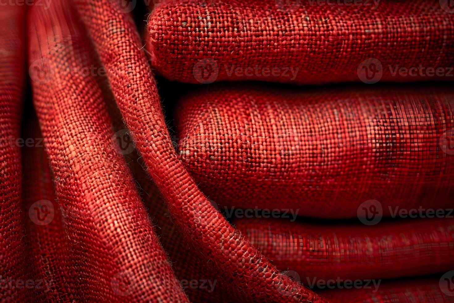Red Textured Fabric Close-Up Intricate Weaving Pattern for Design Inspiration photo