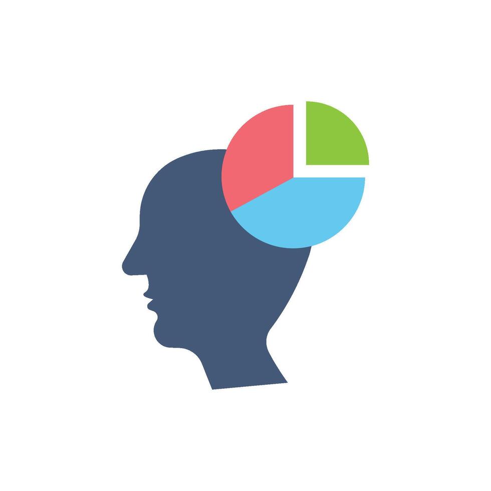 Profile silhouette pie chart head vector