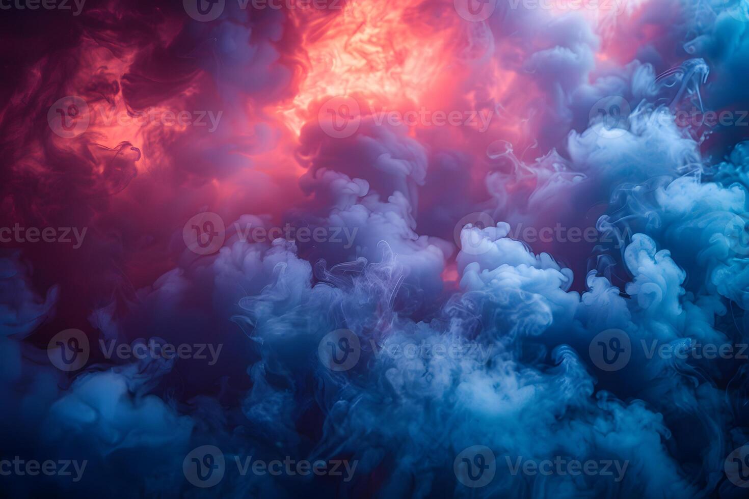 Abstract Colorful Smoke and Atmospheric Clouds in Vibrant Red and Blue Hues for Creative Design photo