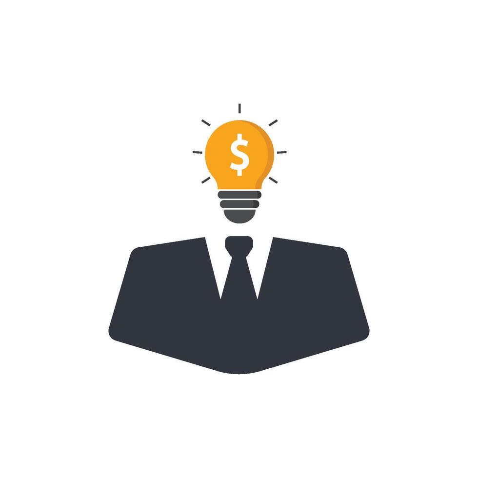 Businessperson with lightbulb head vector