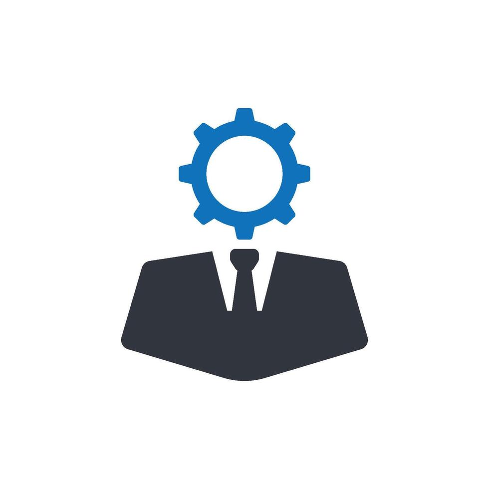Person in a suit and tie with gears for a head vector