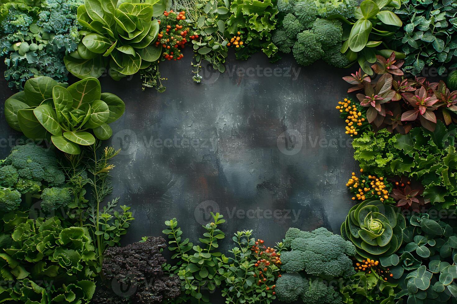 Fresh Organic Greens Border with Space for Text - Nature-inspired Background for Health and Nutrition Design photo