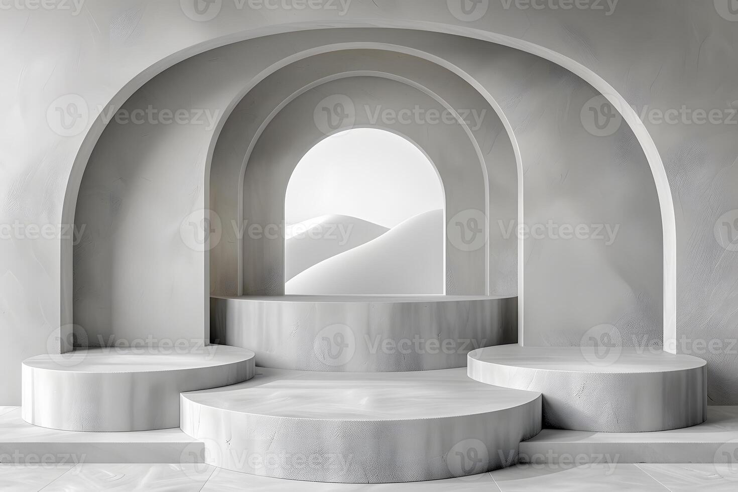 Contemporary Minimalist Architectural Interior with Elegant Curved Designs photo