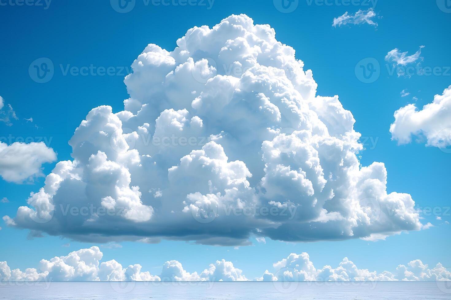 Majestic Cumulus Cloud Over Peaceful Ocean Horizon on a Clear Day photo