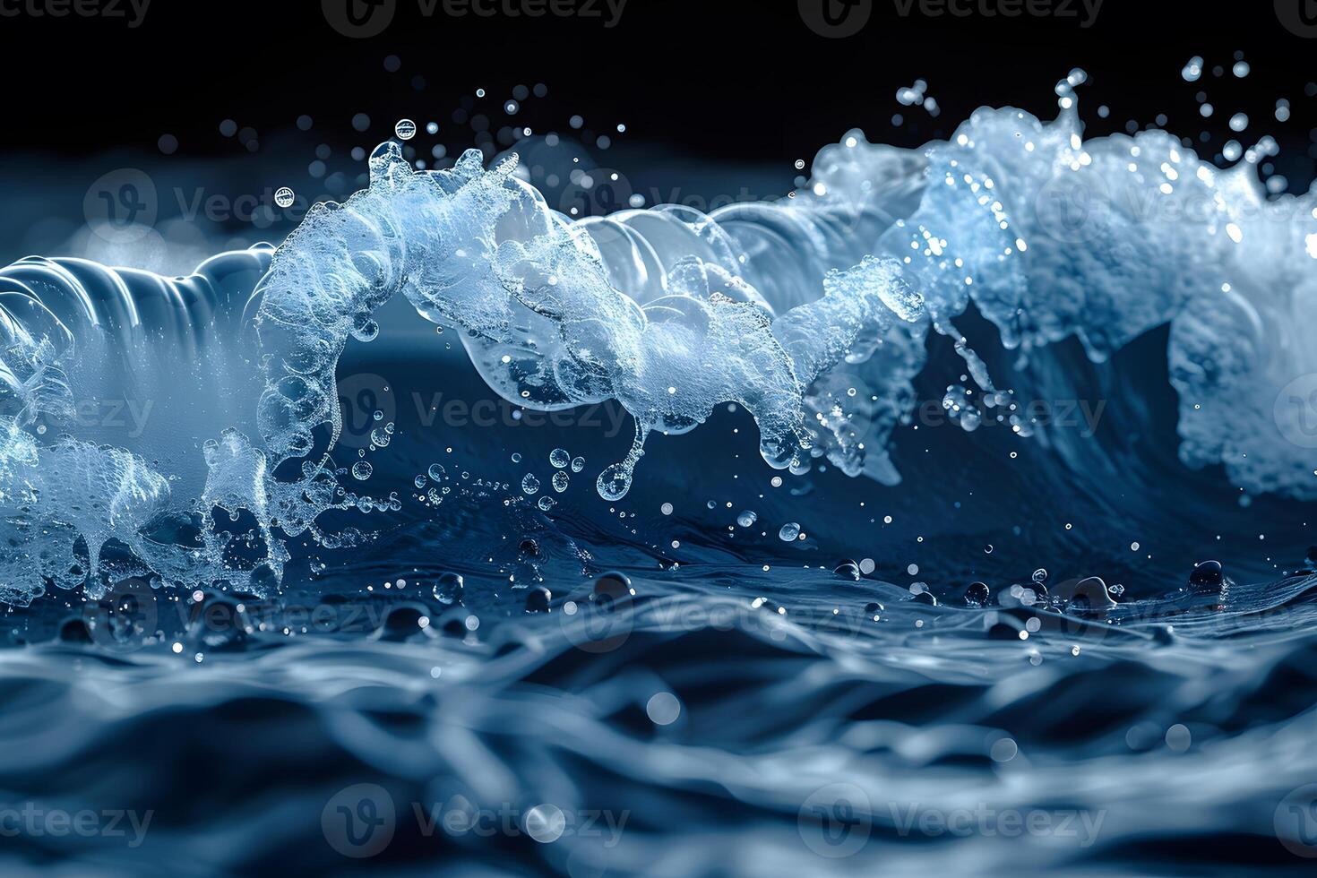 Dynamic Ocean Wave with Splashing Water Droplets - Perfect for Nature and Coastal Themes photo