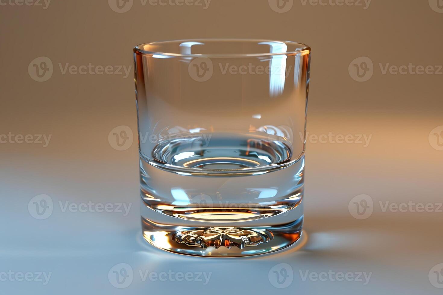 Elegant Clear Glass Tumbler on Neutral Background for Beverage Display and Design Projects photo