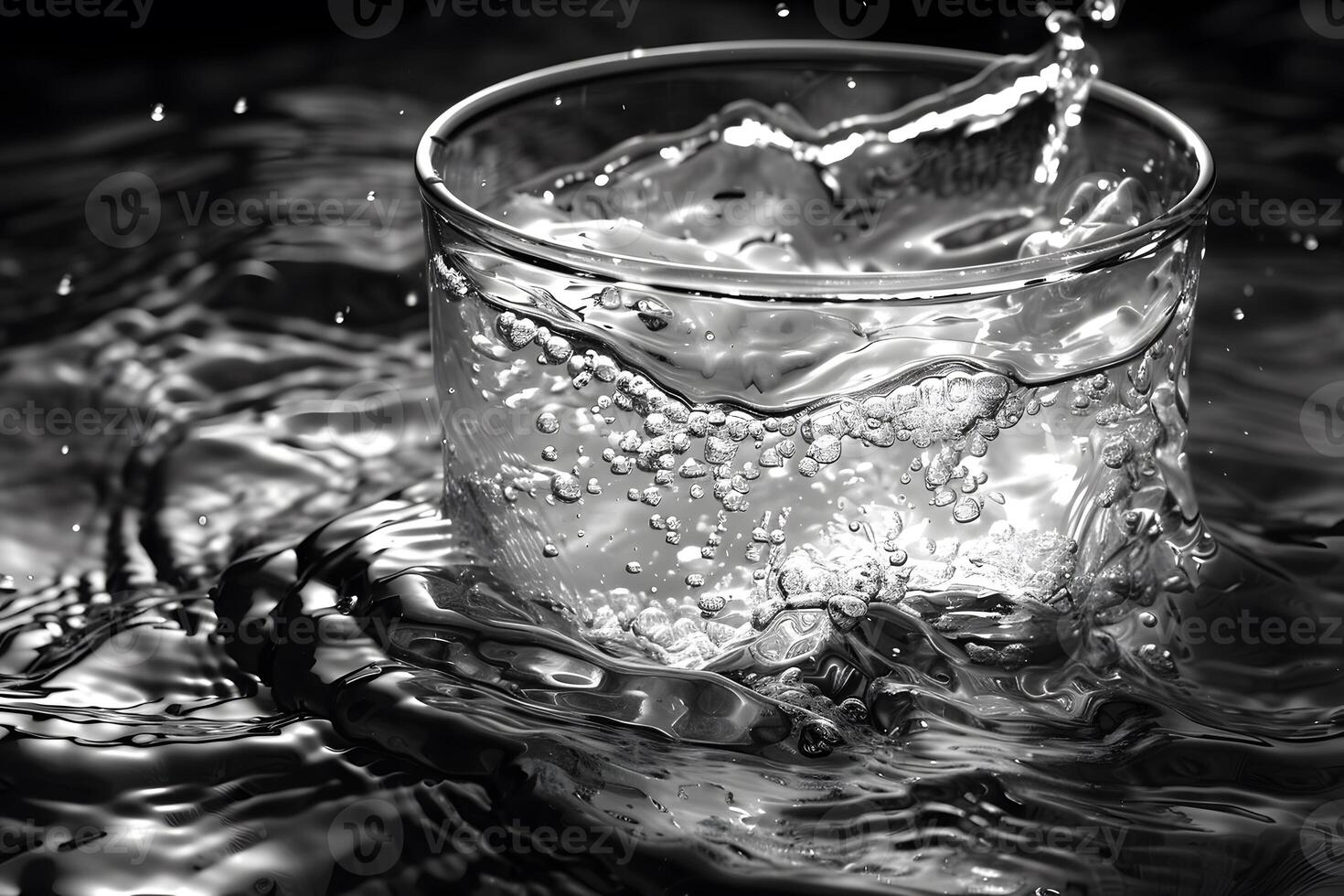 Splashing Glass of Water in Motion for Refreshment and Purity Concepts photo