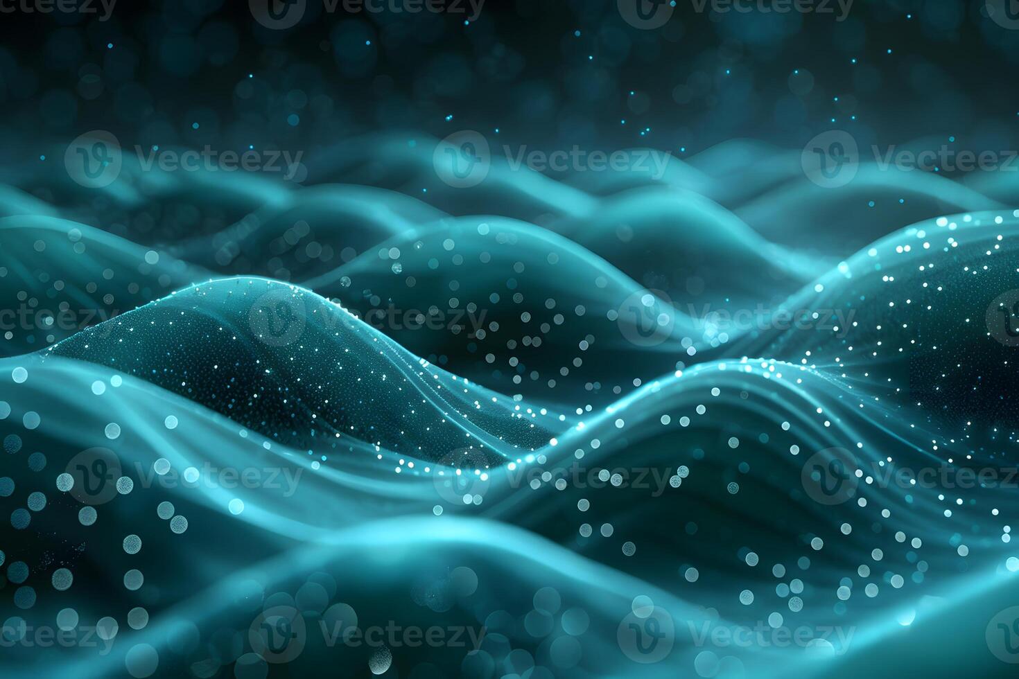 Futuristic Abstract Waves with Glowing Particles for Digital Design photo