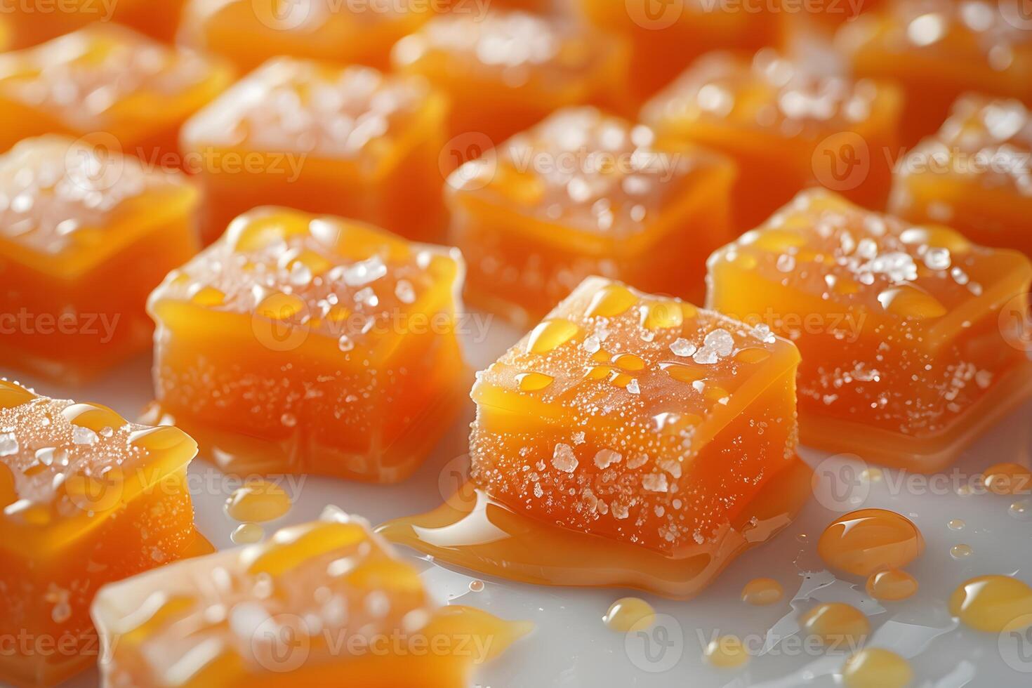 Delicious Caramel Squares Dripping with Sweetness and Texture for Dessert Photography photo
