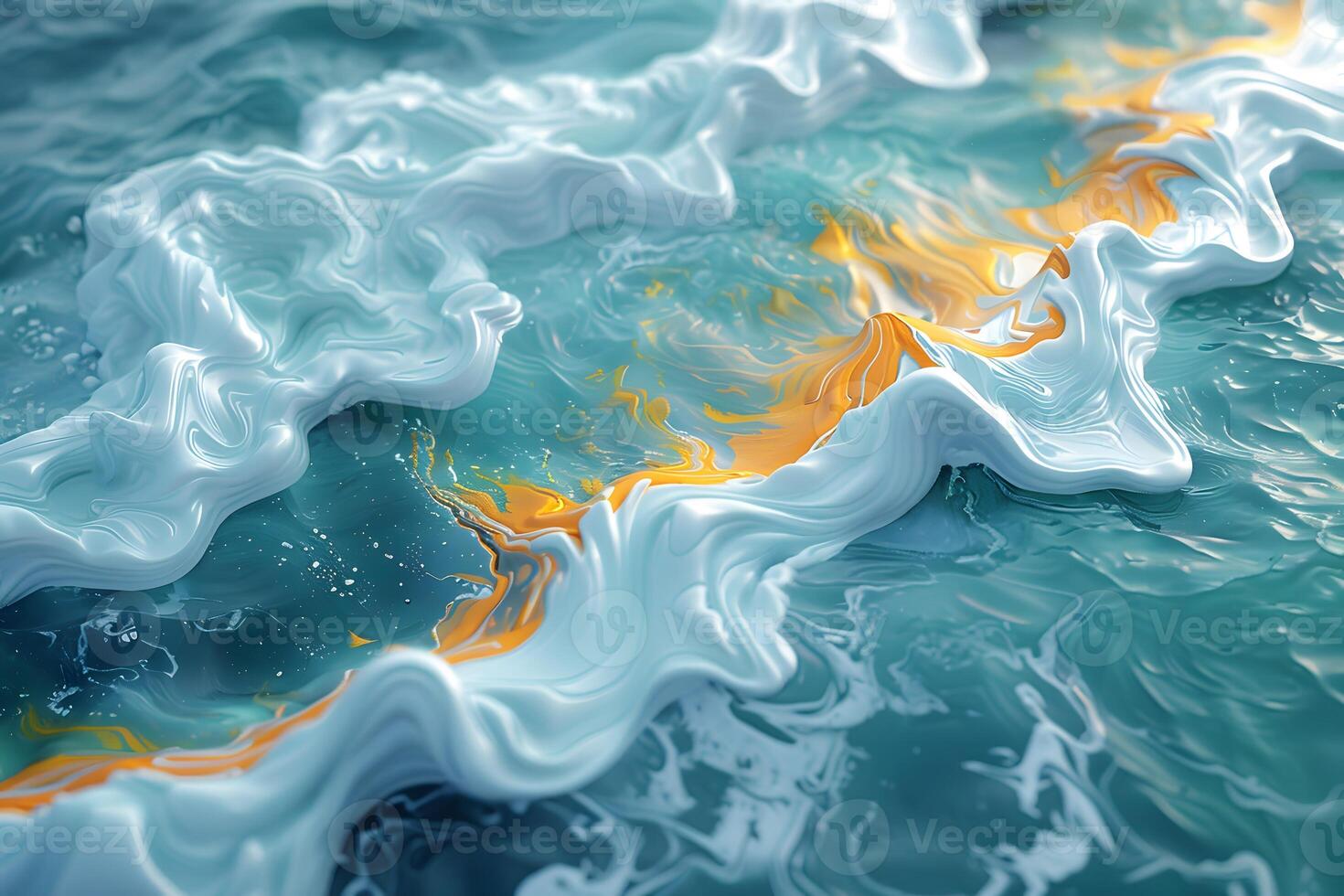 Abstract Ocean Waves with Dynamic Fluid Patterns in Blue and Orange for Artistic Design photo