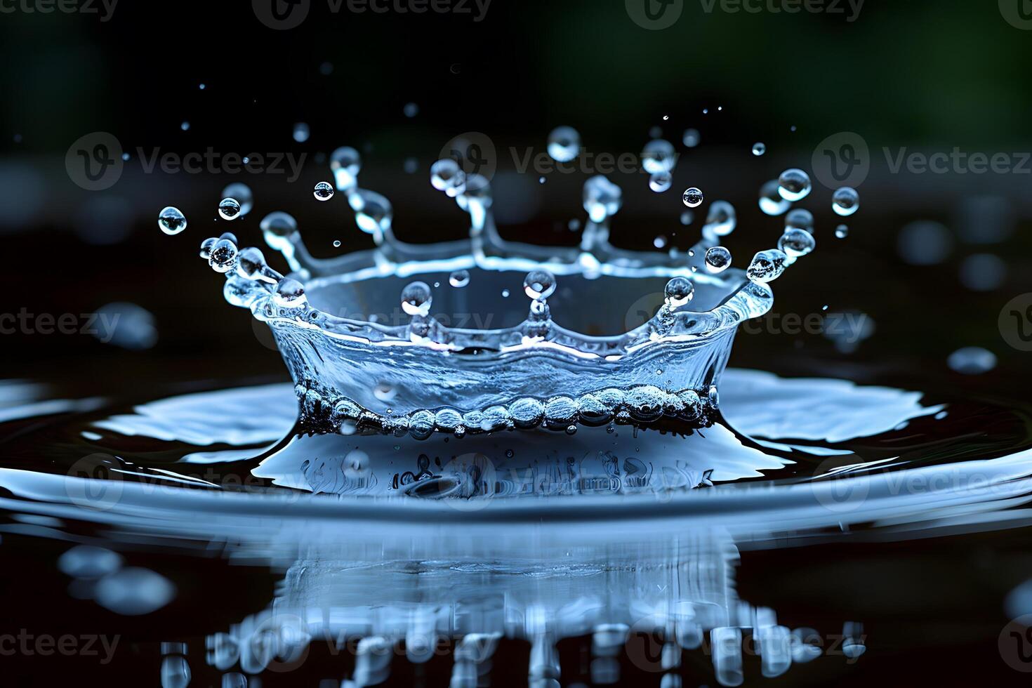 Water Splash Crown in Dark Reflection - Scientific and Artistic Fluid Dynamics Study photo