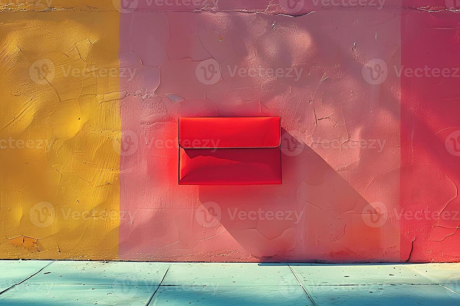 Colorful Artistic Mailbox on Vibrant Textured Wall for Creative Design photo