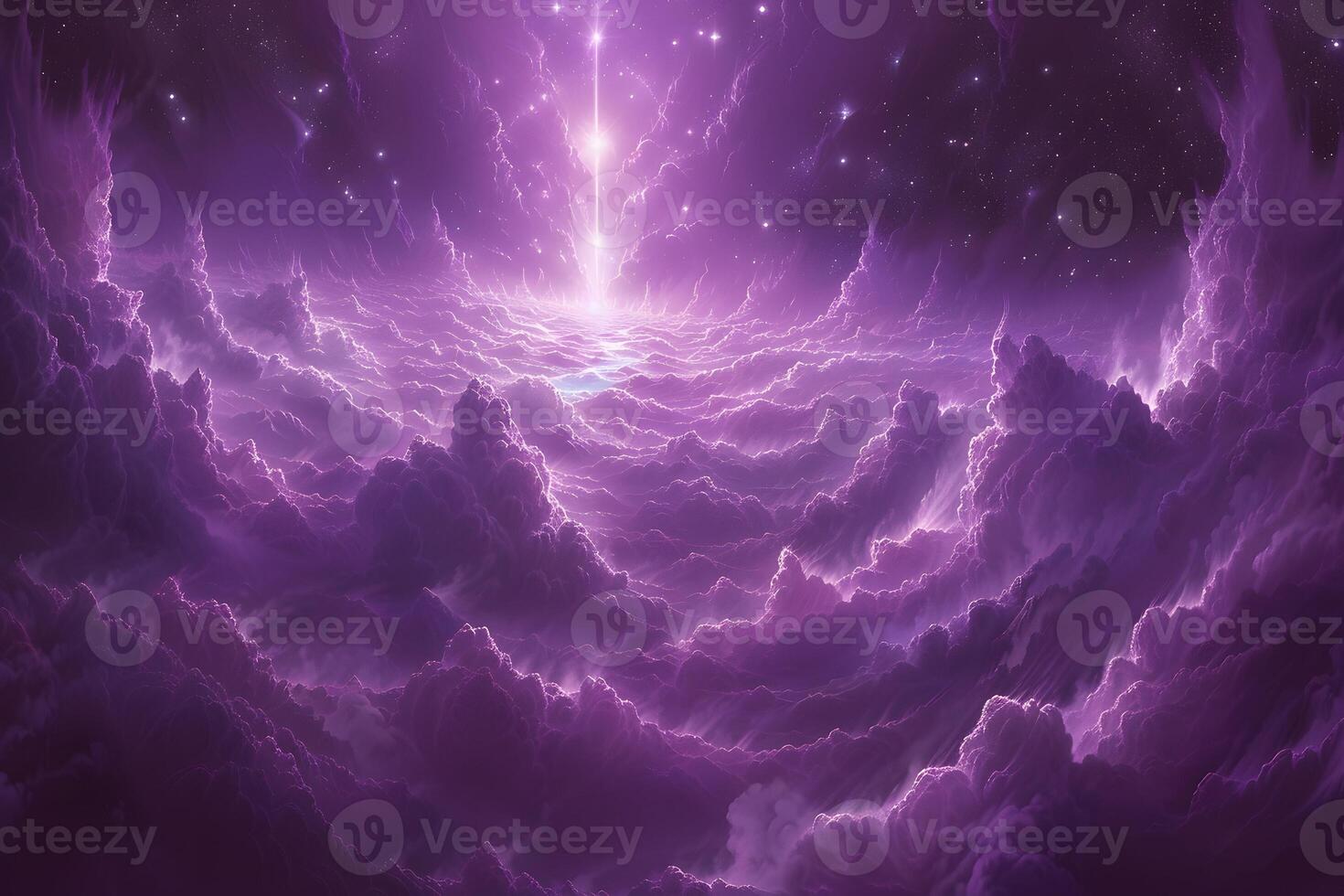 Enchanted Celestial Clouds with Ethereal Light in a Cosmic Dreamscape photo