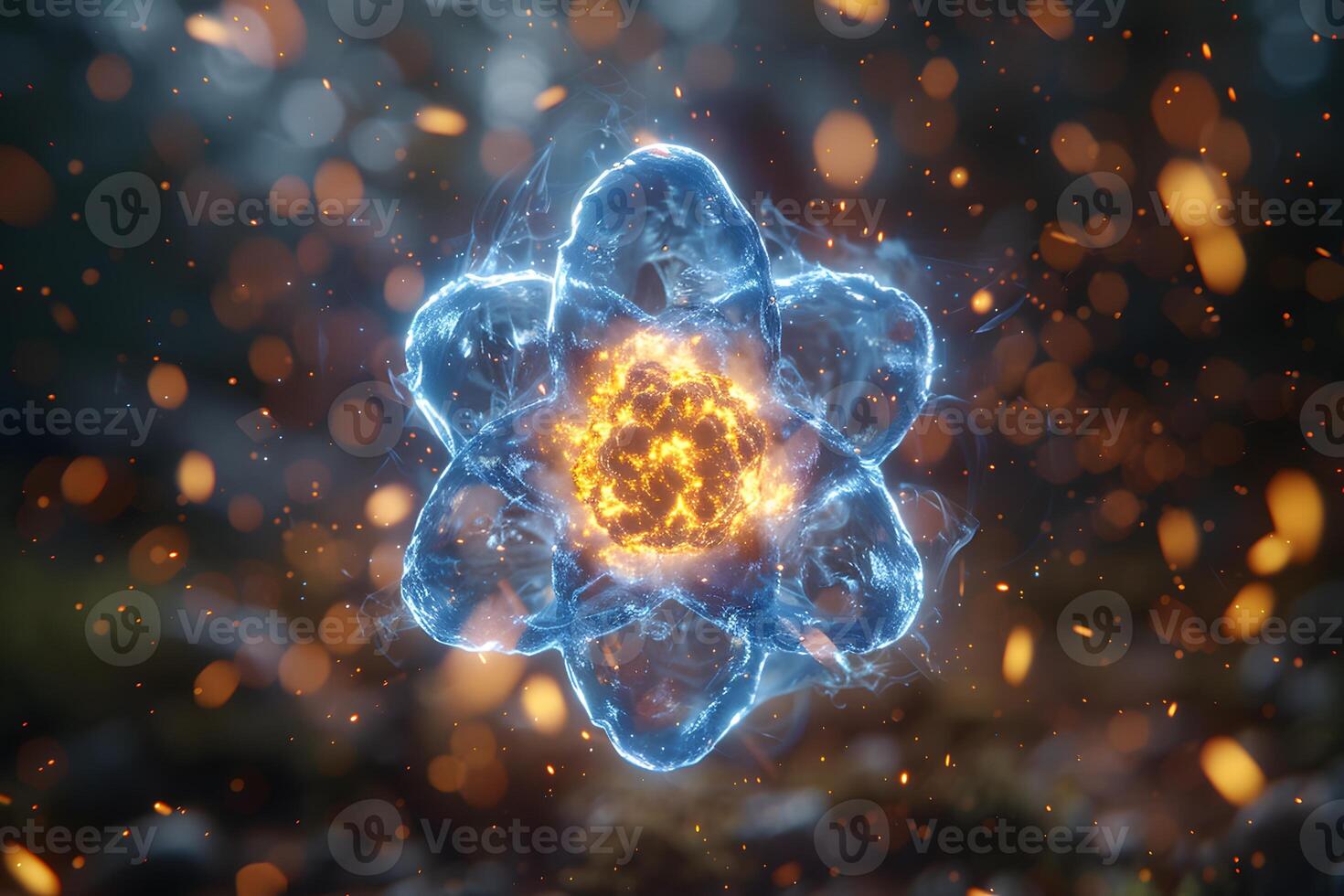 Abstract Glowing Atom Design for Science and Technology Projects photo