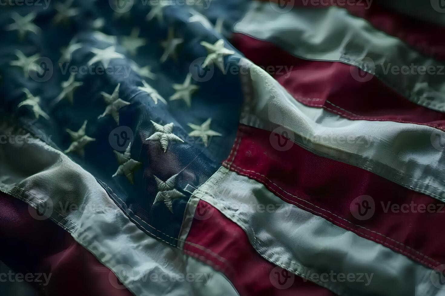 Patriotic American Flag with Close-Up Textures for Independence Day Decoration photo