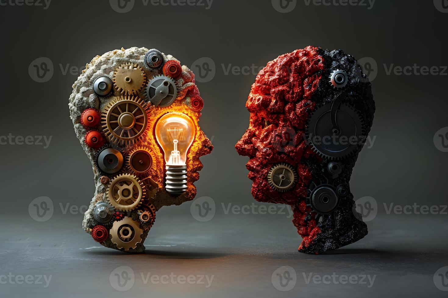 Innovative Technology and Creative Thinking Concept with Illuminated Gears photo