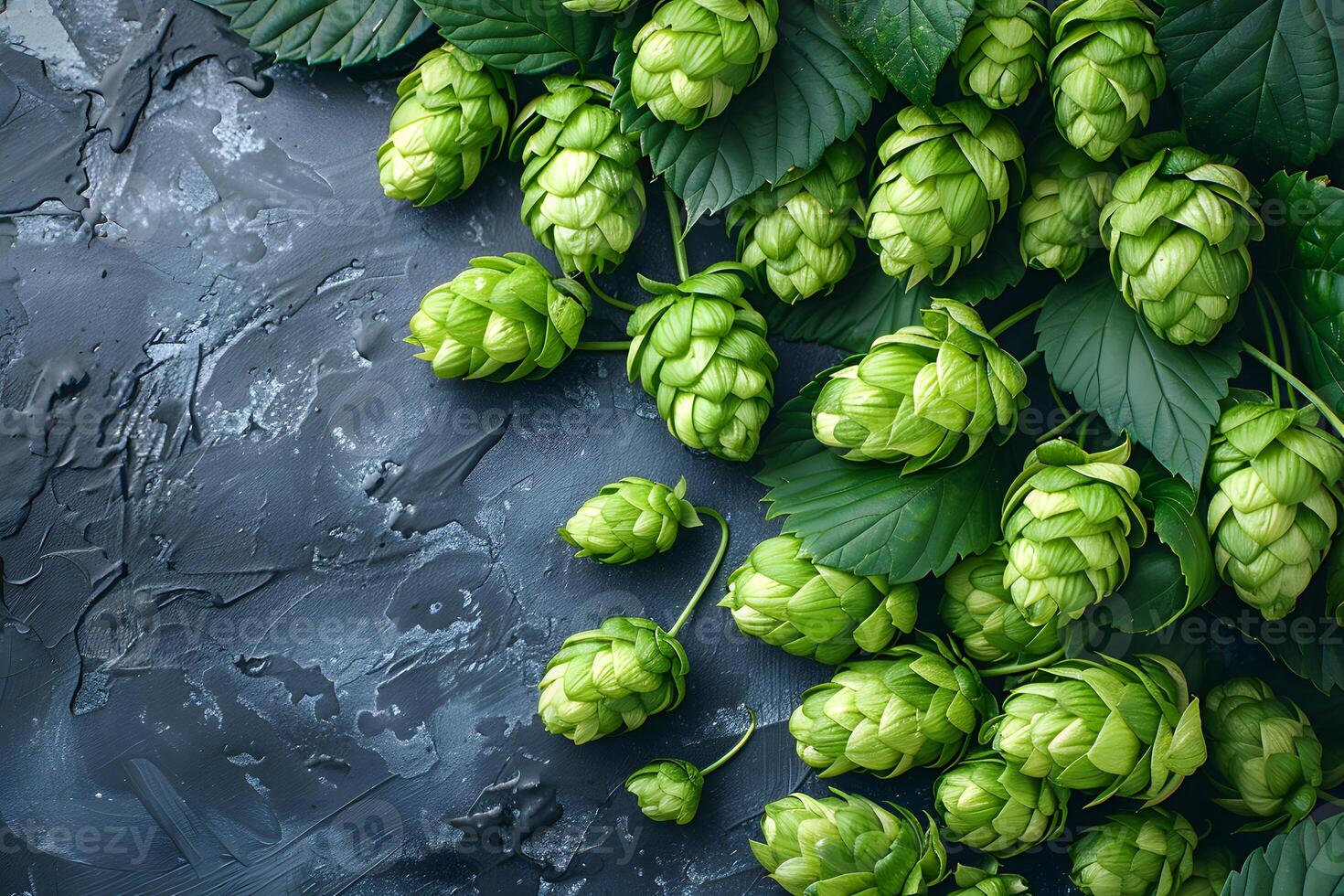 Fresh Green Hops on Dark Rustic Background for Brewing or Culinary Design photo
