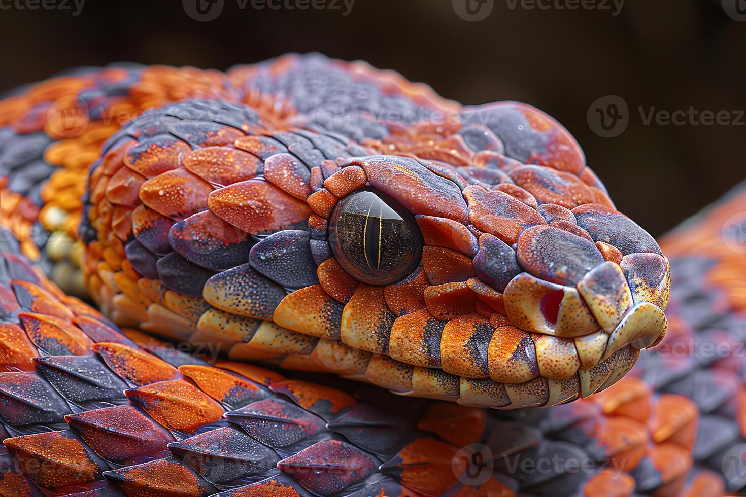 Vibrantly Colored Exotic Snake with Intricate Scale Patterns in Natural Habitat photo