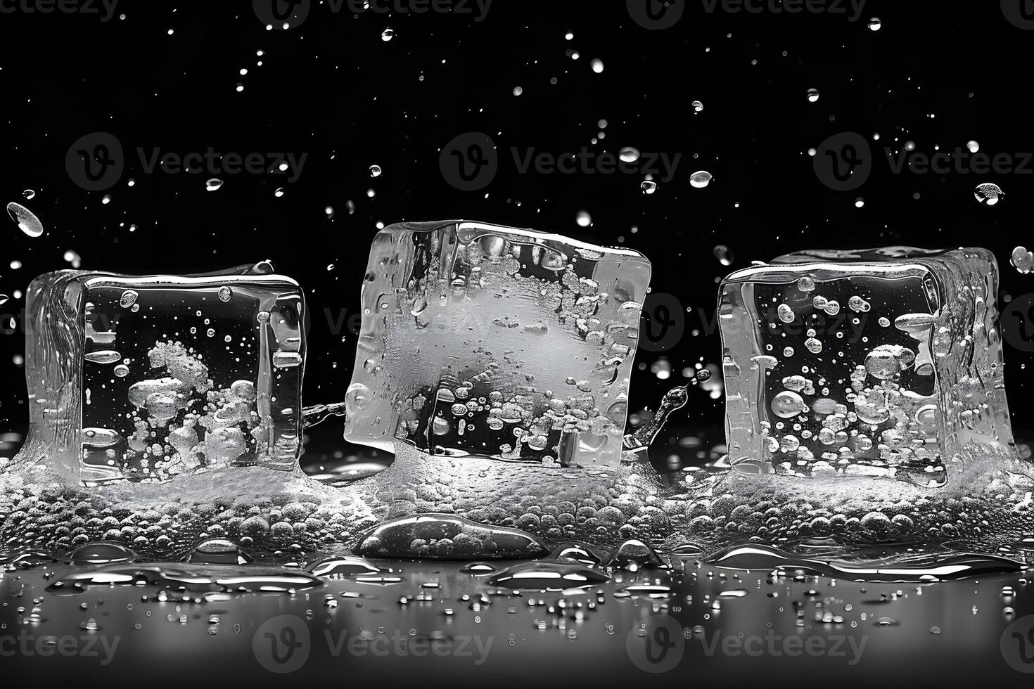 Refreshing Concept Ice Cubes in Sparkling Water Splash for Beverage Designs photo
