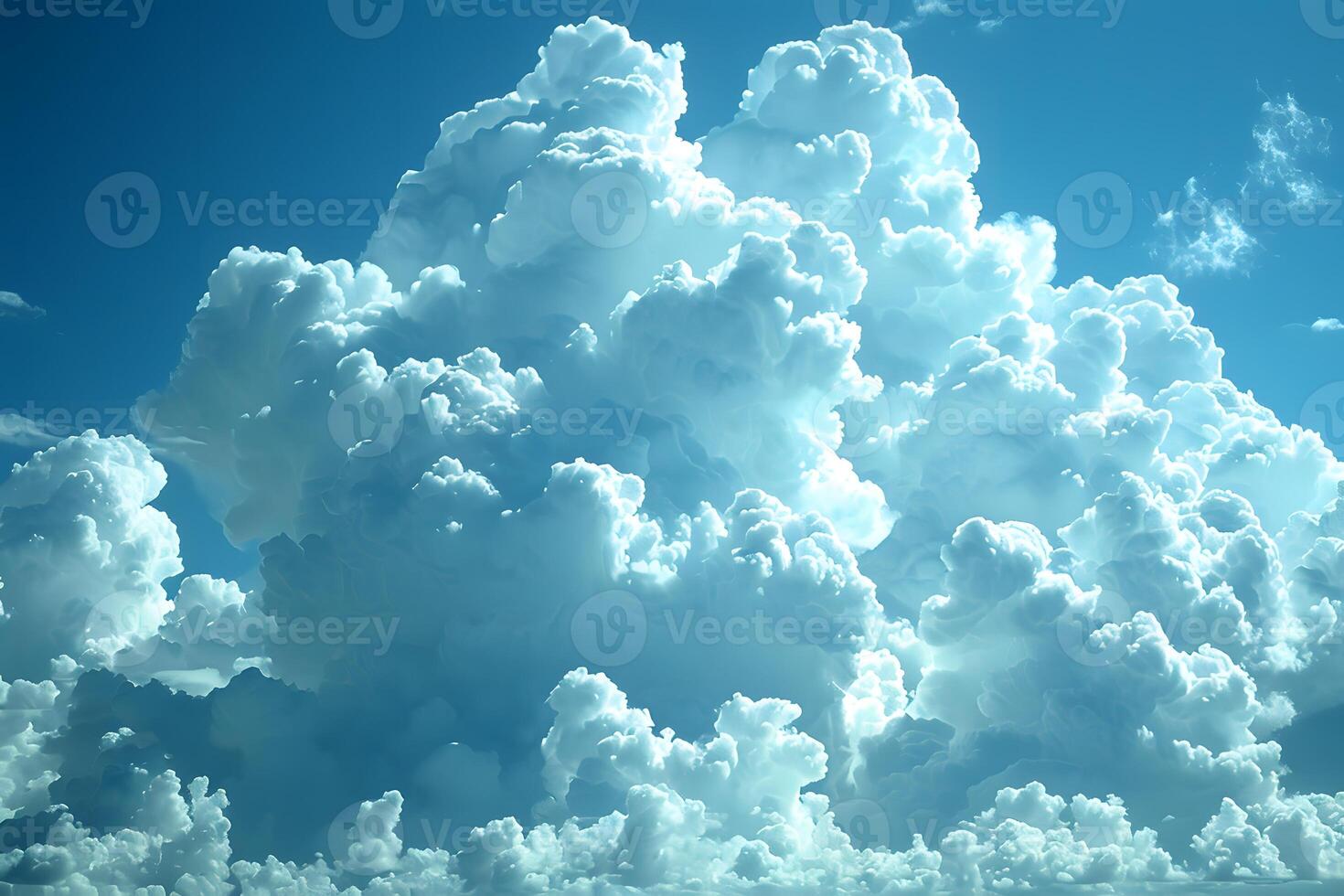 Majestic Cumulus Clouds in a Clear Blue Sky for Nature and Weather Themes photo