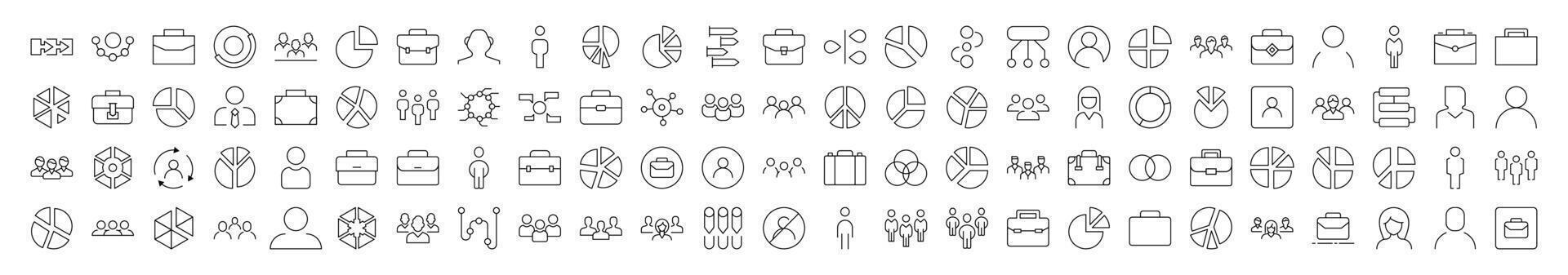 Staff, Company, Job Thin Icons Collection. Editable Stroke. Suitable for Web Sites, Books, Cards, Apps vector