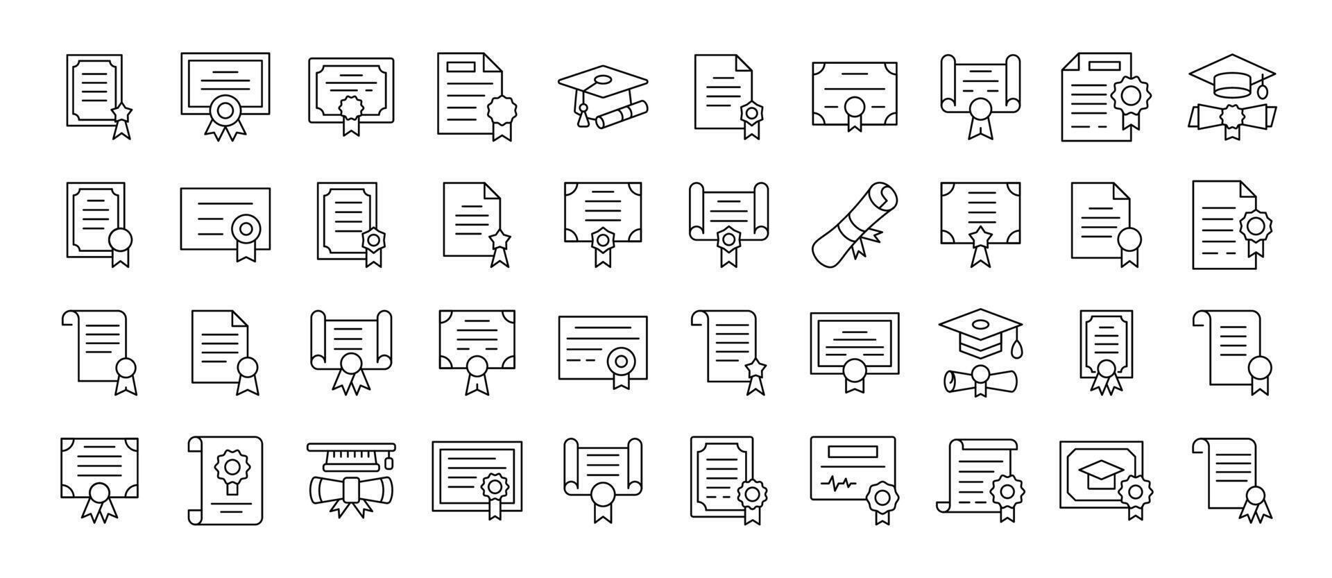 Award, Diploma, Certificate Icon Set for UI, Placards, Books, Apps. Editable Stroke. Suitable for Web Sites, Books, Cards, Apps vector