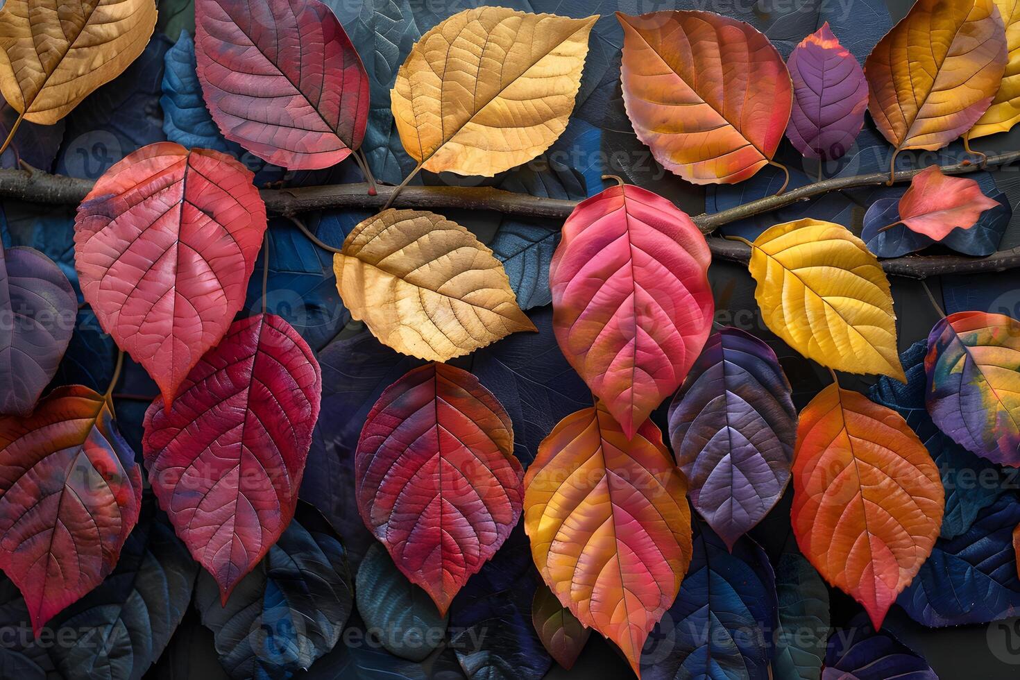Colorful Autumn Leaves Arrangement for Seasonal Decor and Nature Art Projects photo