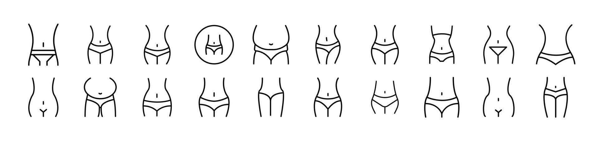 Waist Outline Simple Linear Image Collection. Editable Stroke. Suitable for Web Sites, Books, Cards, Apps vector