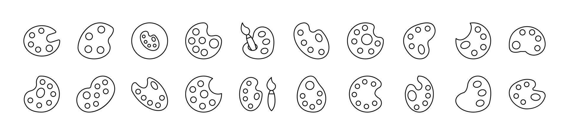 Paint palette, Watercolor Line Icon Set. Editable Stroke. Minimalistic Linear Pictogram for Design of Cards, Apps, Banners, Posts vector