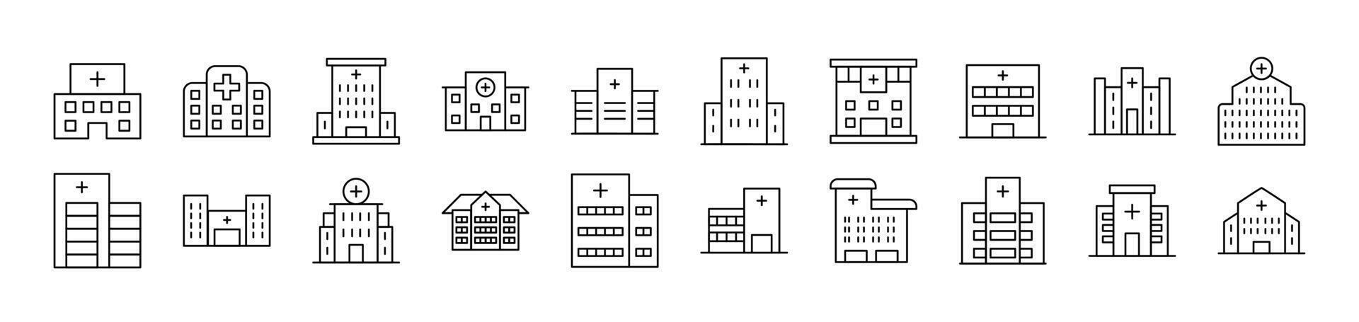 Hospital Simple Isolated Line Icons Collection. Editable Stroke. Suitable for Web Sites, Books, Cards, Apps vector