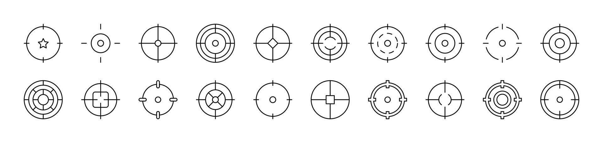 Target Collection of Thin Icons. Editable Stroke. Suitable for Web Sites, Books, Cards, Apps vector