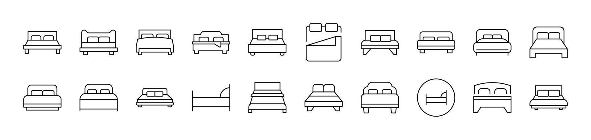 Bed Related Icon Set. Editable Stroke. Suitable for Web Sites, Books, Cards, Apps vector
