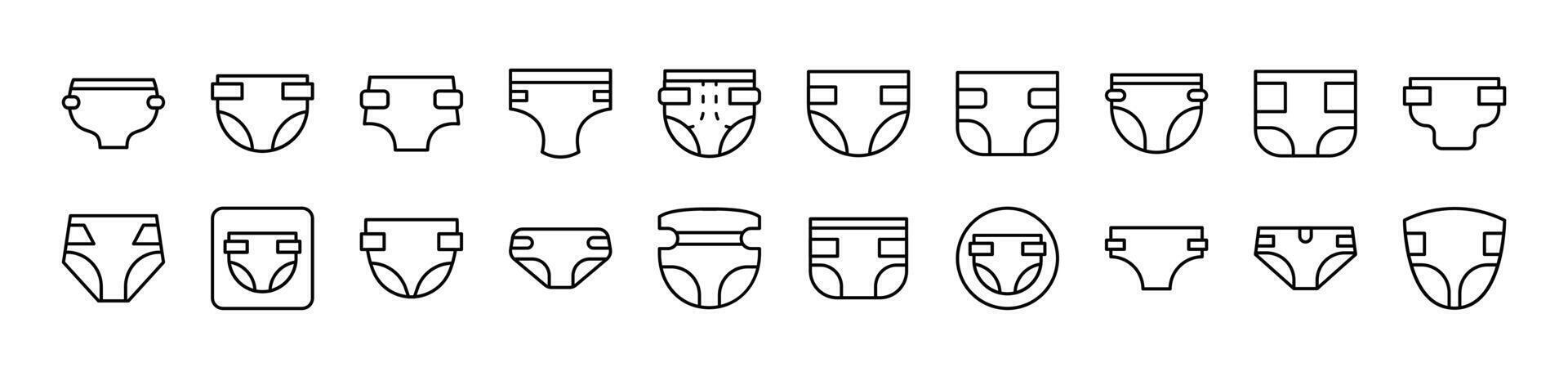 Diapers Related Icon Set. Editable Stroke. Suitable for Web Sites, Books, Cards, Apps vector