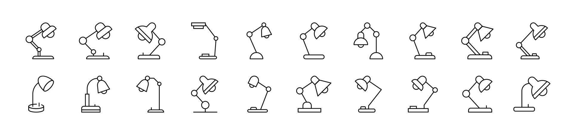 Table Lamp Related Line Icons for Web Sites, Books, Cards, Apps. Editable Stroke. Suitable for Web Sites, Books, Cards, Apps vector