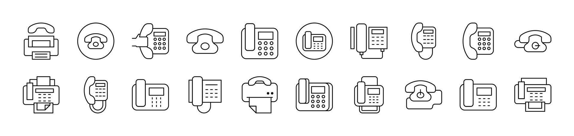 Phone and Fax Related Line Icons for Web Sites, Books, Cards, Apps. Editable Stroke. Suitable for Web Sites, Books, Cards, Apps vector