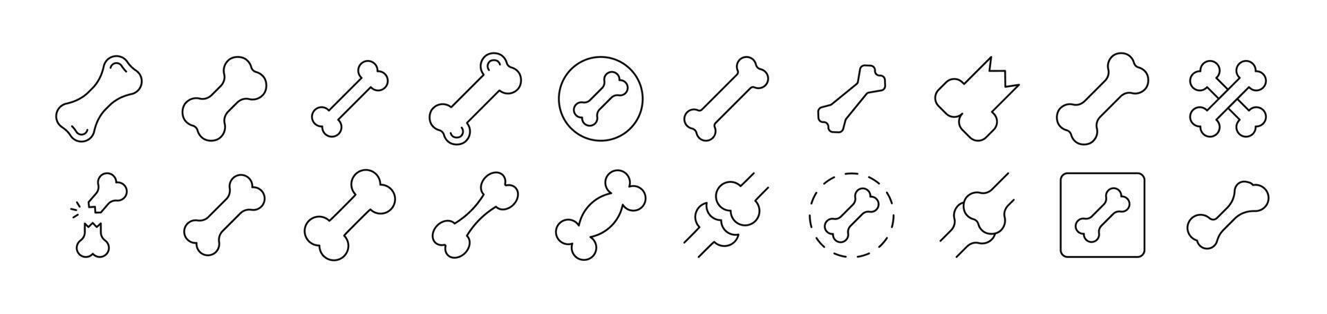 Bones Related Line Icons for Web Sites, Books, Cards, Apps. Editable Stroke. Suitable for Web Sites, Books, Cards, Apps vector